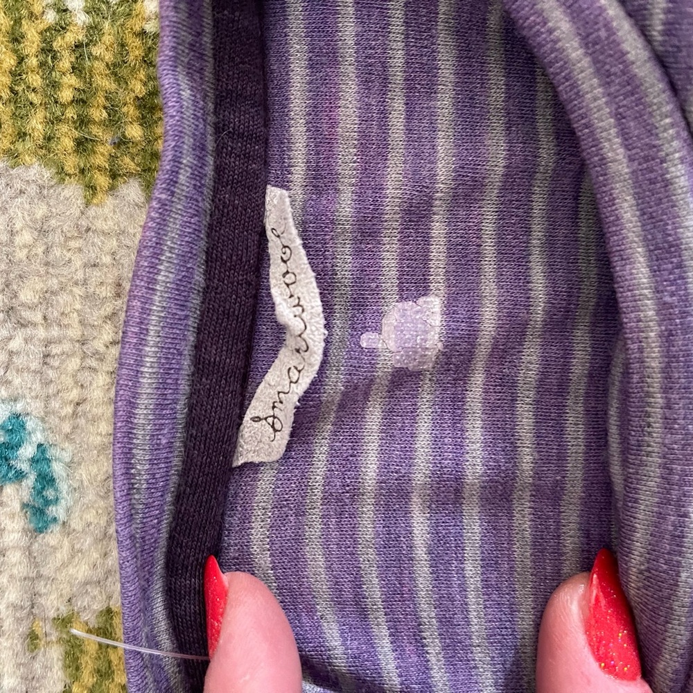 Smartwool Lavender and White Striped Long Sleeve Tee - Picture 2 of 2